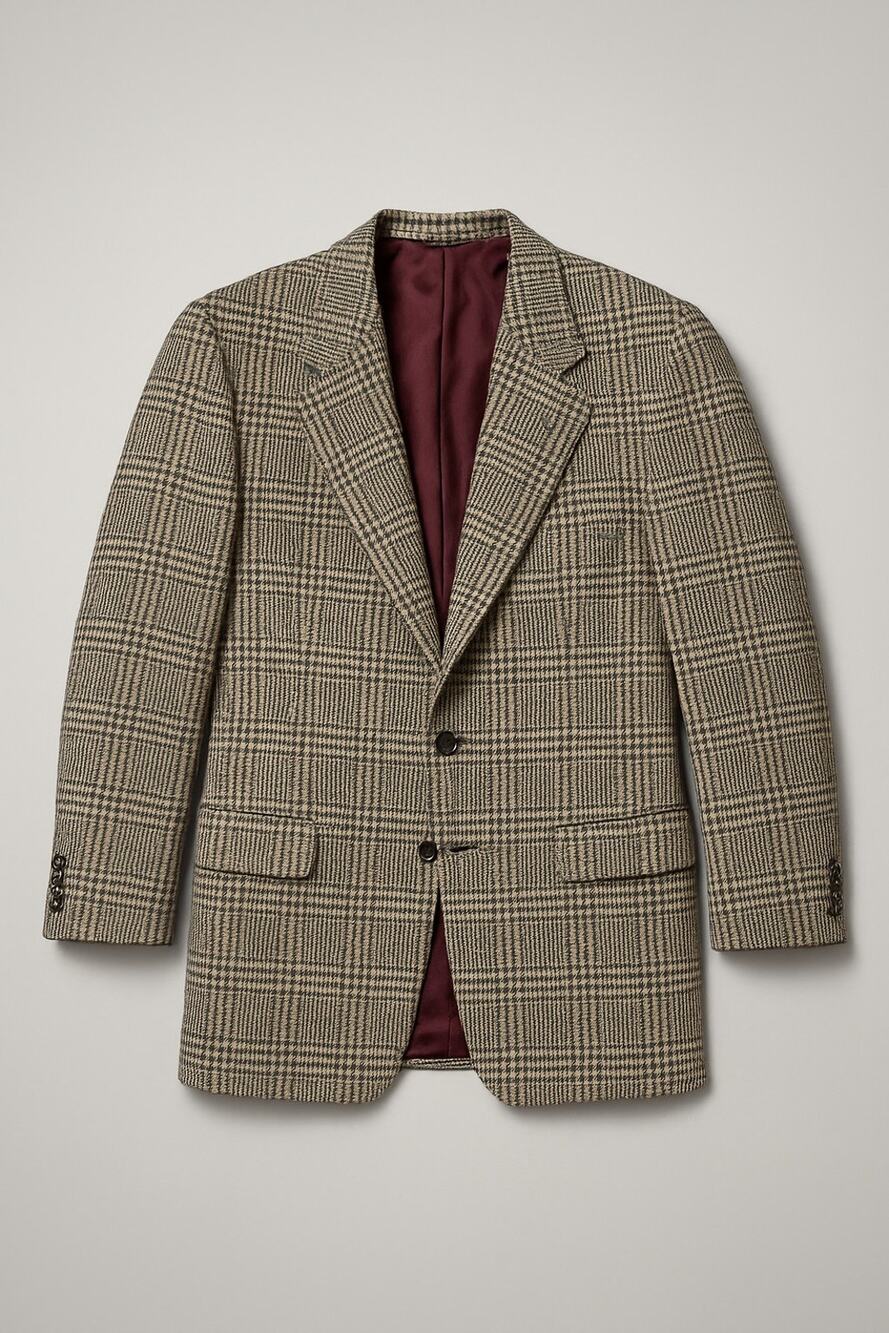 Vintage Marvin Brown Dallas 100% Cashmere Blazer Jacket USA Made Houndstooth XL